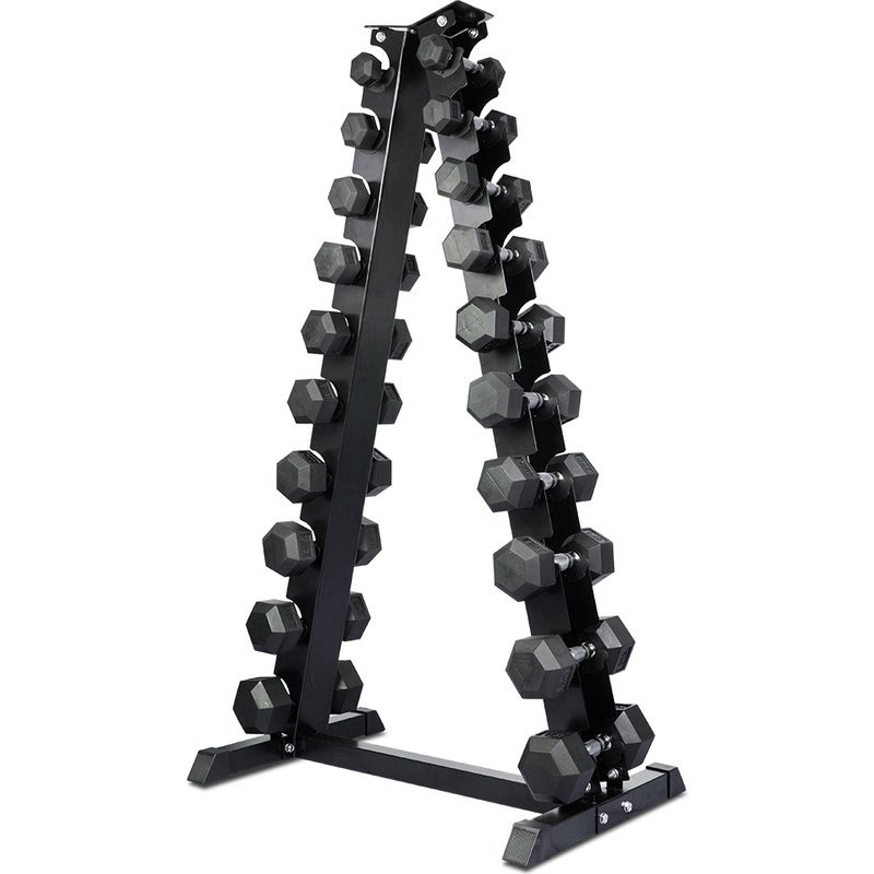 Rubber Hex Dumbbell Set with Stand 1-10kg WeightsRubber Hex Dumbbell Set with Stand 1-10kg Weights