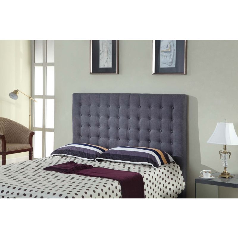 Queen Size Quilted Bed Head in Charcoal Fabric Buy Intro Mails