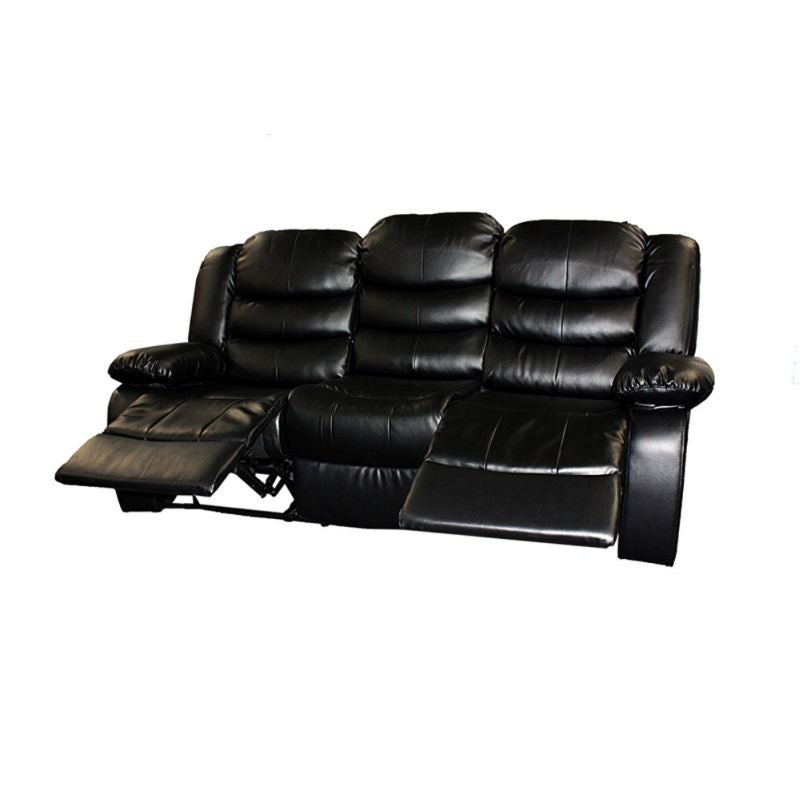 3 Seater Recliner Lounge Sofa Black Bonded Leather3 Seater Recliner Lounge Sofa Black Bonded Leather