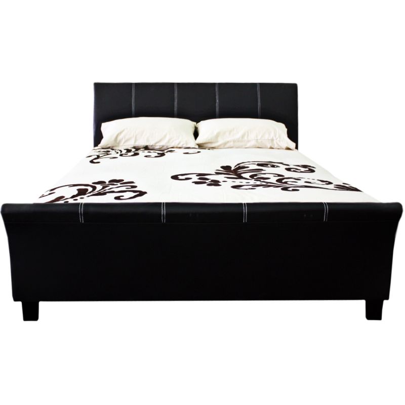 King Size PU Leather Sleigh Bed Frame in Black Buy King Size Bed Frame