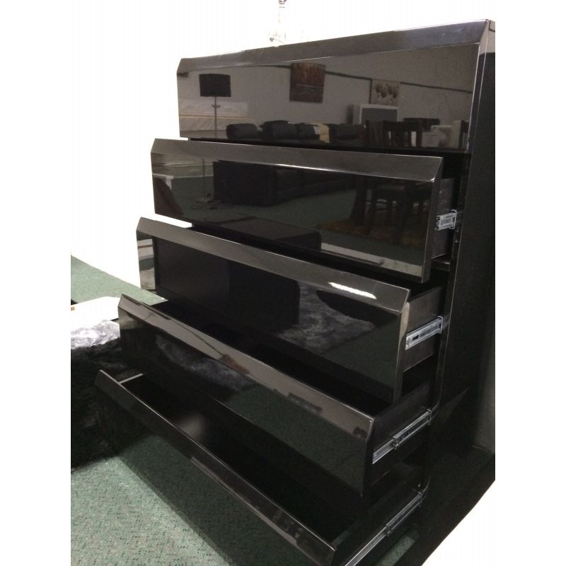 Tallboy Chest of 6 Drawers in High Gloss Black Buy Tallboys & Dressers