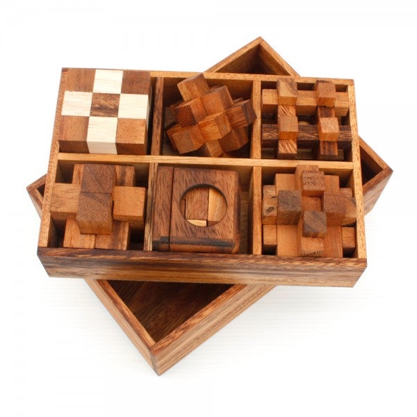 6 Wooden Brainteaser Puzzles in Deluxe Box Set 46 Wooden Brainteaser Puzzles in Deluxe Box Set 4