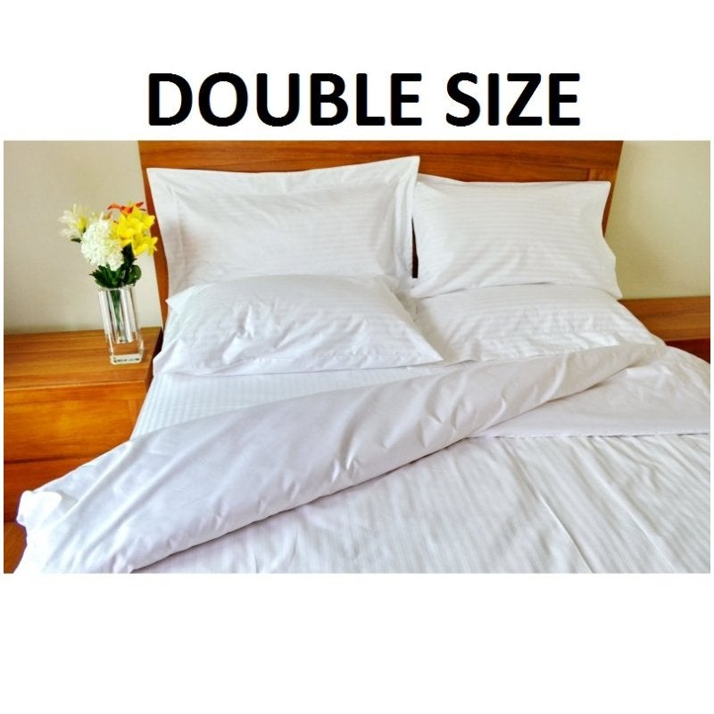 1250 TC White Stripe Double Bed Quilt Cover Cotton1250 TC White Stripe Double Bed Quilt Cover Cotton