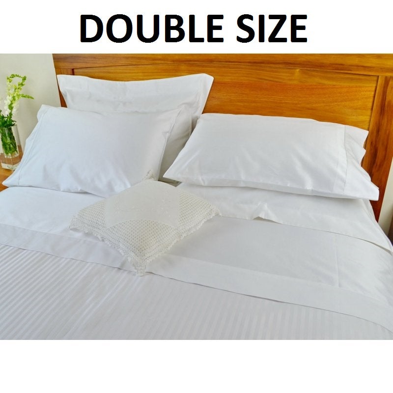 1250 TC White Double Bed Sheet Sets w/ Pure Cotton1250 TC White Double Bed Sheet Sets w/ Pure Cotton