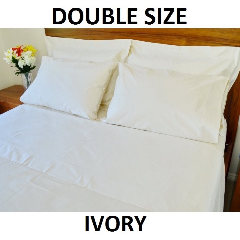 1500 TC Ivory Double Bed Sheet Sets w/ Pure Cotton1500 TC Ivory Double Bed Sheet Sets w/ Pure Cotton