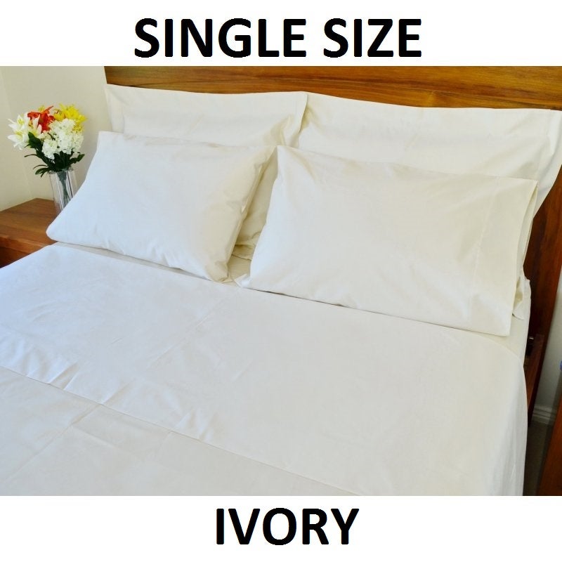 1500 TC Ivory Single Bed Sheet Sets w/ Pure Cotton1500 TC Ivory Single Bed Sheet Sets w/ Pure Cotton
