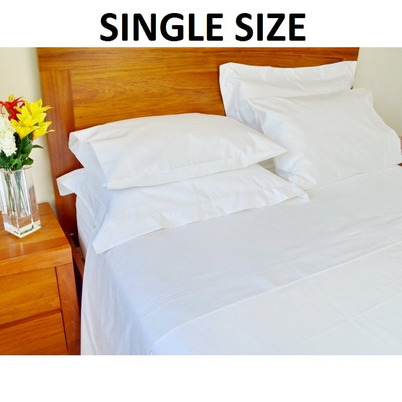 1500 TC White Single Bed Sheet Sets w/ Pure Cotton1500 TC White Single Bed Sheet Sets w/ Pure Cotton