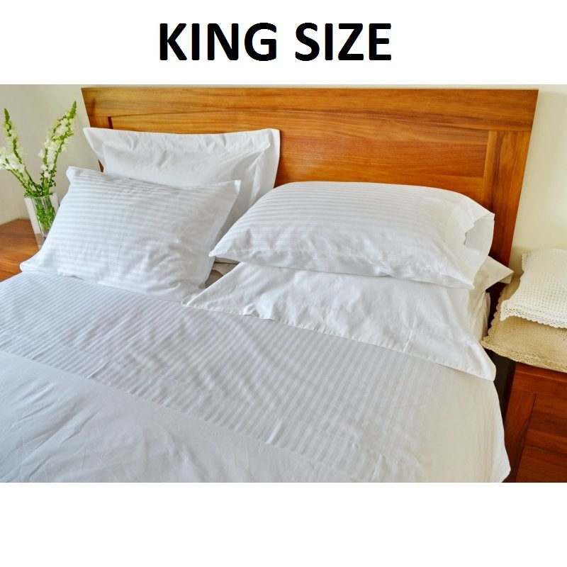 Egyptian Cotton White Stripe King Bed Sheet SetsEgyptian Cotton White Stripe King Bed Sheet Sets