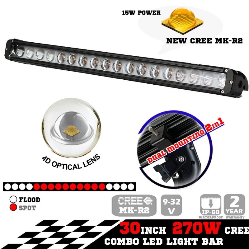 Cree LED Light Bar Flood Light Spotlight 30in 270WCree LED Light Bar Flood Light Spotlight 30in 270W