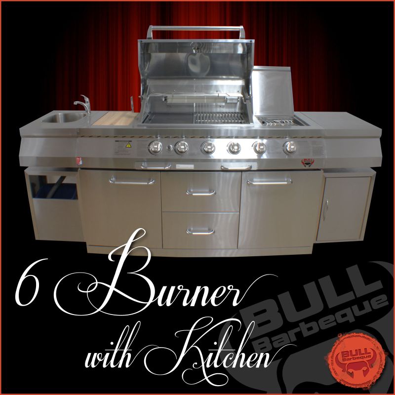 6 Burner BBQ Outdoor Kitchen w Sink  Bench  Storage6 Burner BBQ Outdoor Kitchen w Sink  Bench  Storage