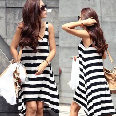 Loose Fit Sailor Striped A-line Flared DressLoose Fit Sailor Striped A-line Flared Dress
