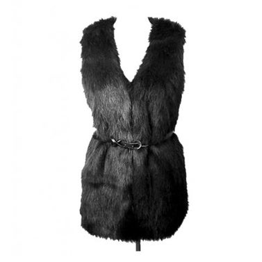 Vintage Long Black Fur VestVintage Long Black Fur Vest