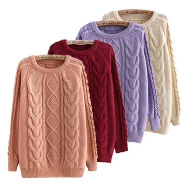 Candy Coloured Cable Knitted PulloverCandy Coloured Cable Knitted Pullover