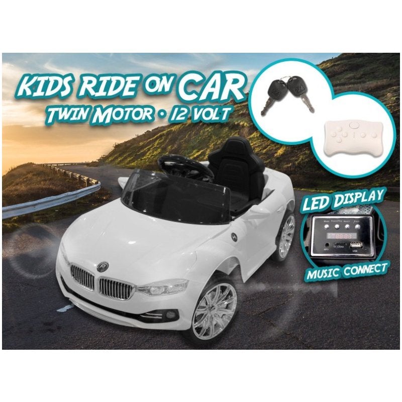 Kids Ride On Car 12V Twin Motor BMW White w/ RemoteKids Ride On Car 12V Twin Motor BMW White w/ Remote
