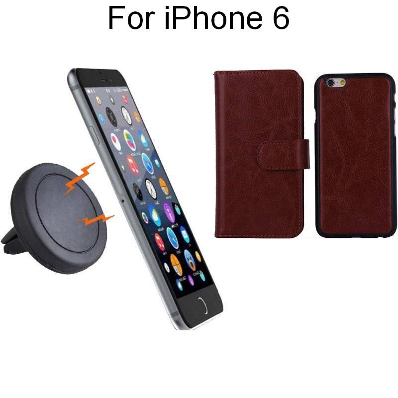 iPhone 6 Brown Magnetic Case w/ Car Air Vent HolderiPhone 6 Brown Magnetic Case w/ Car Air Vent Holder