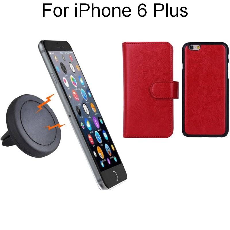 iPhone 6+ Red Magnetic Case w/ Car Air Vent HolderiPhone 6+ Red Magnetic Case w/ Car Air Vent Holder