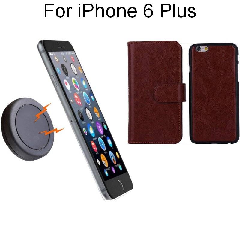 iPhone 6+ Brown Magnetic Wallet Case w Phone HolderiPhone 6+ Brown Magnetic Wallet Case w Phone Holder