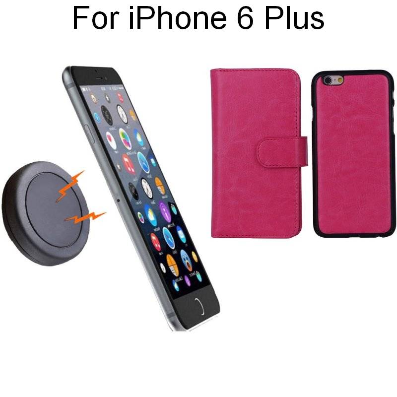 iPhone 6+ Pink Magnetic Wallet Case w/ Phone HolderiPhone 6+ Pink Magnetic Wallet Case w/ Phone Holder