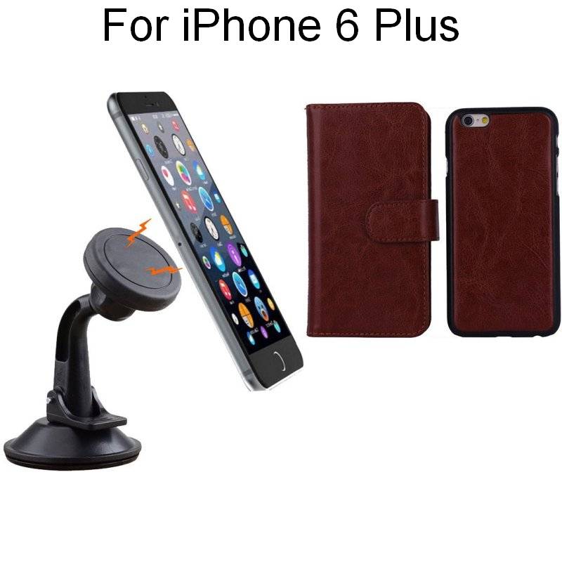 iPhone 6+ Brown Magnetic Case w/ Suction Car HolderiPhone 6+ Brown Magnetic Case w/ Suction Car Holder