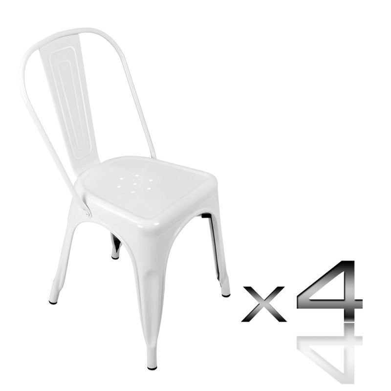 4 Replica Tolix Metal Dining Chairs in Gloss White4 Replica Tolix Metal Dining Chairs in Gloss White