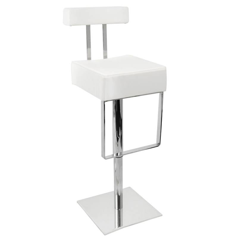 Cubic Low Rest PU Leather Gas Lift Bar Stool WhiteCubic Low Rest PU Leather Gas Lift Bar Stool White