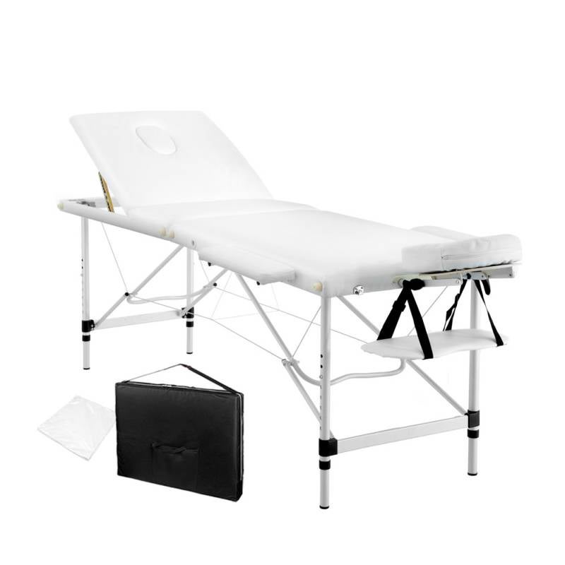 Portable Aluminium 3 Fold Massage Table White 60cmPortable Aluminium 3 Fold Massage Table White 60cm