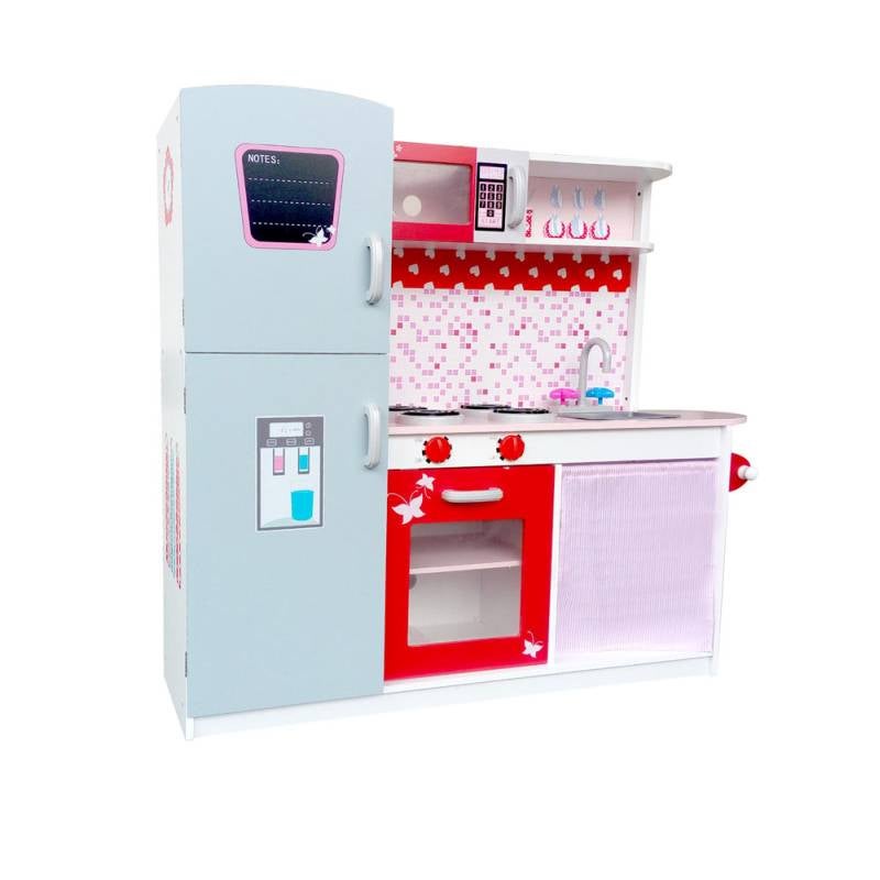Kids Pink Wooden Kitchen Play Set with FridgeKids Pink Wooden Kitchen Play Set with Fridge