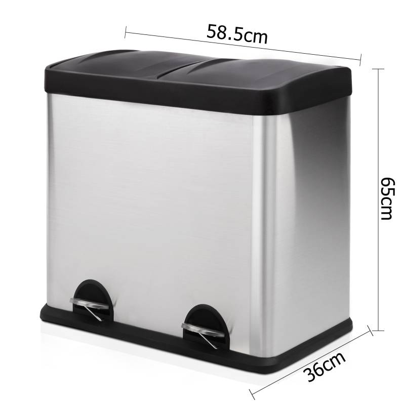 Steel 2 Compartment Pedal Kitchen Rubbish Bin 60L Buy Kitchenware