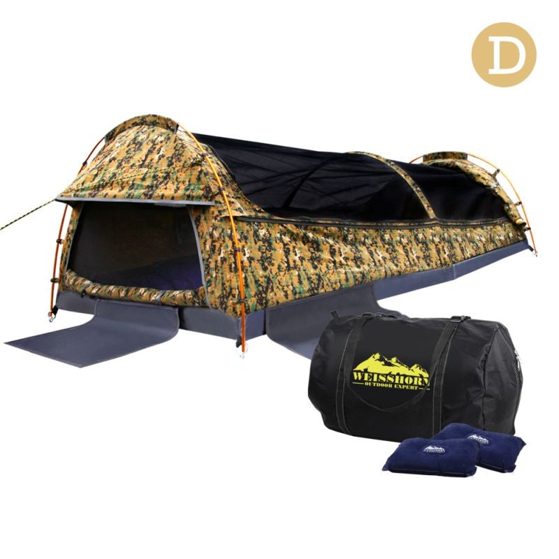 Double Camping Canvas Swag Tent Desert CamouflageDouble Camping Canvas Swag Tent Desert Camouflage