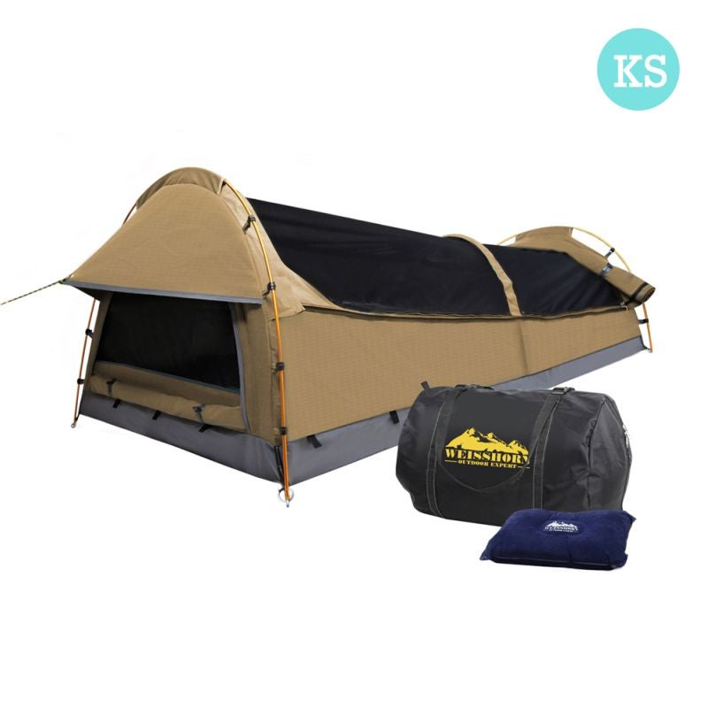 King Single Camping Swag Tent with Air Pillow BeigeKing Single Camping Swag Tent with Air Pillow Beige