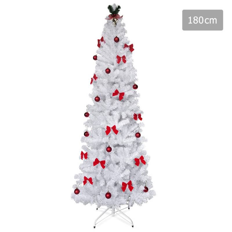 Christmas Tree with Ornaments in White PVC - 1.8mChristmas Tree with Ornaments in White PVC - 1.8m