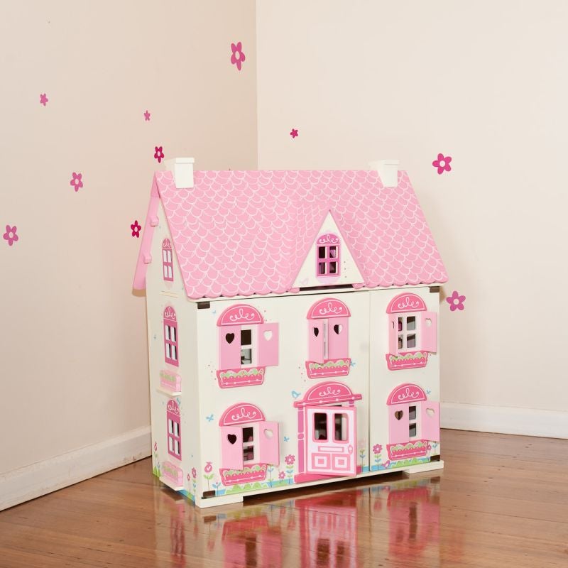 SOLD OUT:Pink Flower Wooden Doll House Set with FurnitureSOLD OUT:Pink Flower Wooden Doll House Set with Furniture