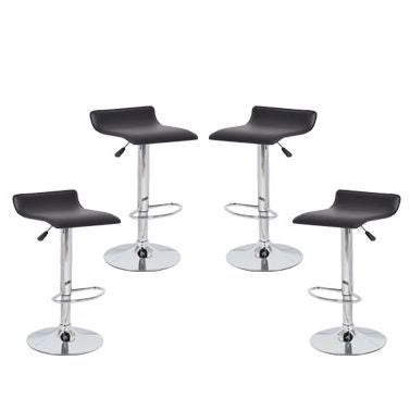 4x S Curve PU Leather Gas Lift Bar Stool in Black4x S Curve PU Leather Gas Lift Bar Stool in Black