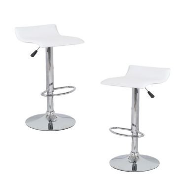 2x S Curve Gas Lift PVC Leather Bar Stools in White2x S Curve Gas Lift PVC Leather Bar Stools in White