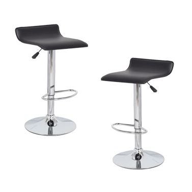 2x S Curve Gas Lift PVC Leather Bar Stools in Black2x S Curve Gas Lift PVC Leather Bar Stools in Black
