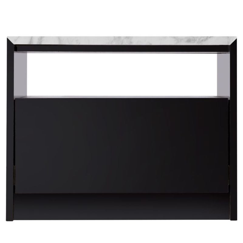 Caesar 1 Drawer Bedside Table in Black w Marble TopCaesar 1 Drawer Bedside Table in Black w Marble Top