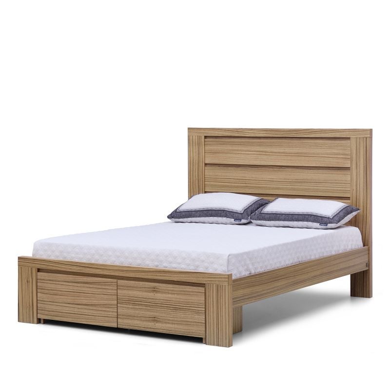 Jamel Walnut Queen Size Bed Frame with DrawersJamel Walnut Queen Size Bed Frame with Drawers