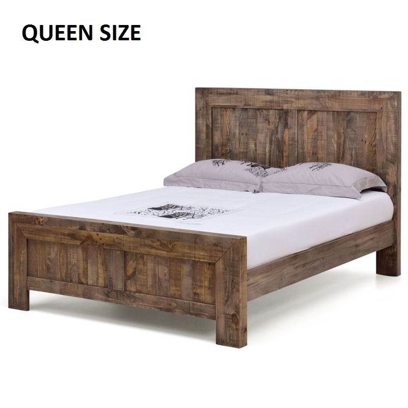 Boston Queen Rustic Pine Recycled Timber Bed FrameBoston Queen Rustic Pine Recycled Timber Bed Frame