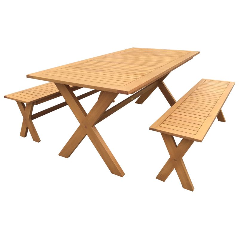 Sandgate Timber Outdoor Table & Benches Dining SetSandgate Timber Outdoor Table & Benches Dining Set