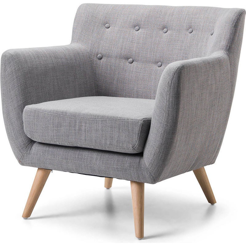 Scandinavian Retro Fabric Lounge Armchair in GreyScandinavian Retro Fabric Lounge Armchair in Grey