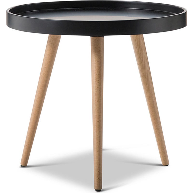 Scandinavian Round Side Table w/ Tray Top in BlackScandinavian Round Side Table w/ Tray Top in Black