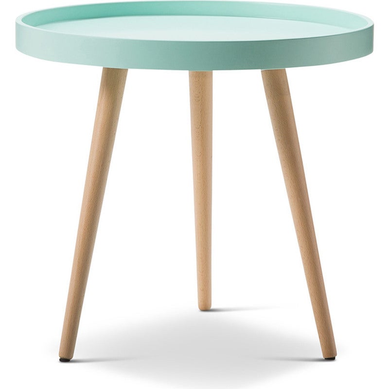 Scandinavian Round Side Table with Tray Top in MintScandinavian Round Side Table with Tray Top in Mint