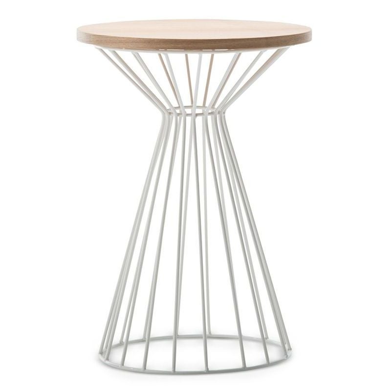Fabiano Round Side Table White with Light Oak TopFabiano Round Side Table White with Light Oak Top