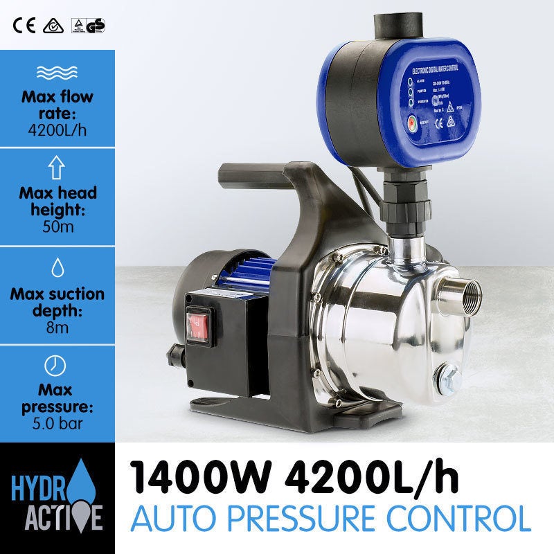 Auto Pressure Control Rain Water Pump in Blue 1400WAuto Pressure Control Rain Water Pump in Blue 1400W