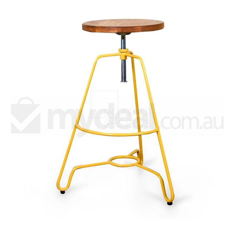 SOLD OUT:Ludwig Yellow Circular Oak Counter Stool Steel BaseSOLD OUT:Ludwig Yellow Circular Oak Counter Stool Steel Base