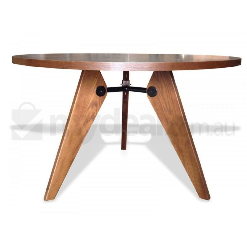 Dark Ash Round Dining Table Jean Prouve ReplicaDark Ash Round Dining Table Jean Prouve Replica