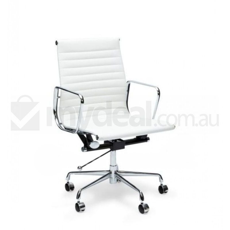 Eames Replica White Leather Swivel Office ChairEames Replica White Leather Swivel Office Chair