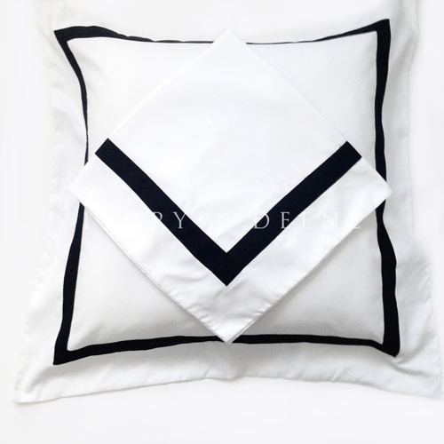 Ava Microfiber White Pillowcases x2 with Black Trim Buy Home & Garden