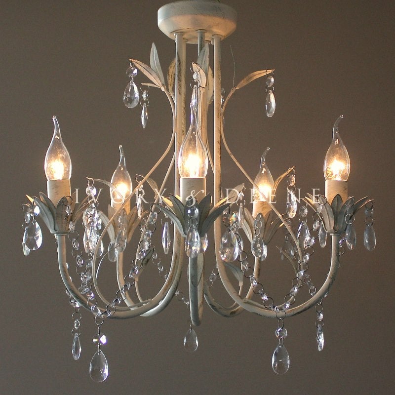 French Provincial 5 Light Glass Crystal ChandelierFrench Provincial 5 Light Glass Crystal Chandelier