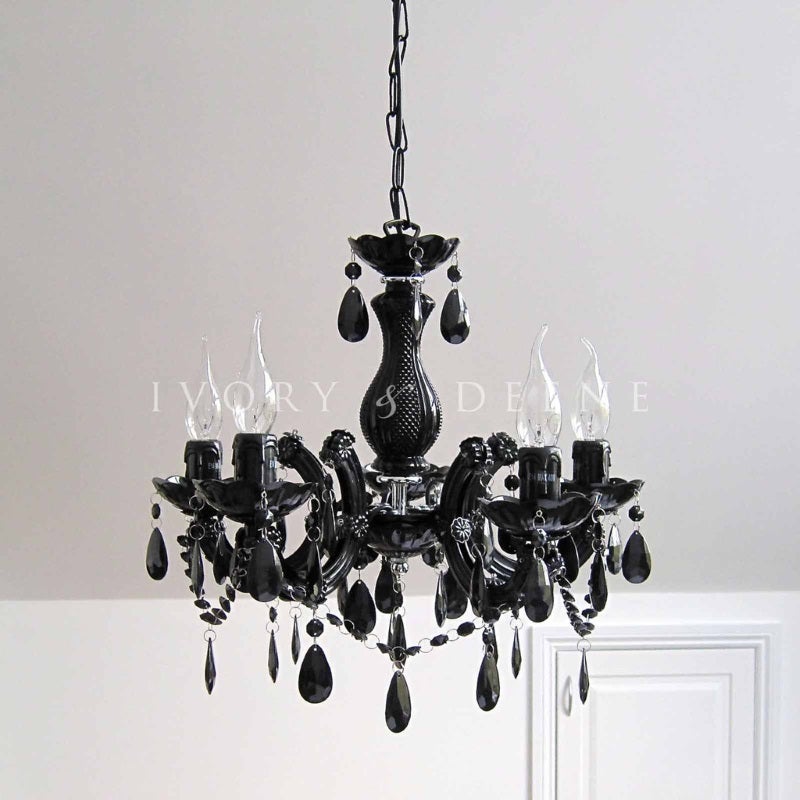 Grace 5 Arm Marie Therese Black Crystal ChandelierGrace 5 Arm Marie Therese Black Crystal Chandelier